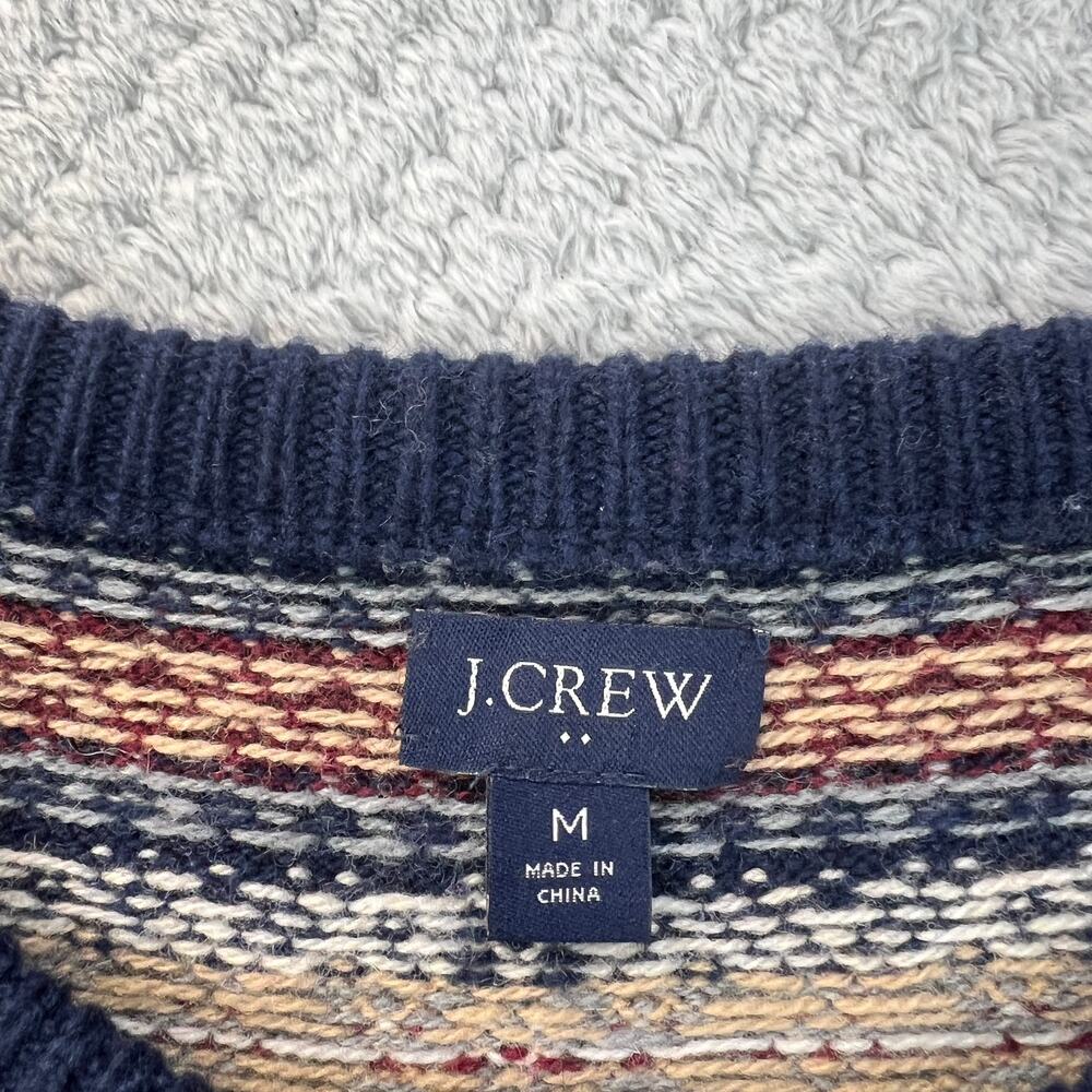 J Crew Mens Knit Crewneck Sweater Fair Isle Lambswool Blend Med Weight Sz Medium - Picture 4 of 14